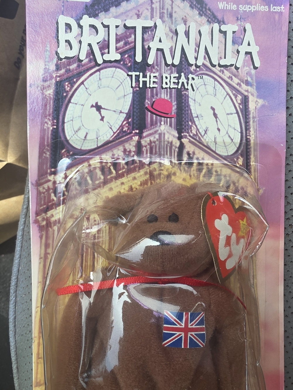 Rare Britannia The Bear With 2 Errors Plush - Brown with Union Jack